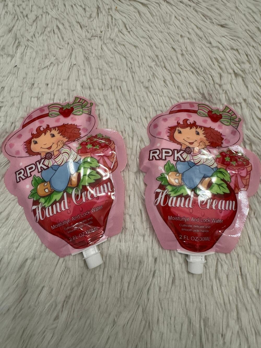 Strawberry Hand Cream 2 Pack cute packaging with cartoon girl graphic